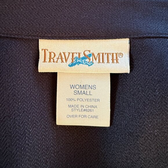 TravelSmith black collared long sleeve button down top jacket women's small - Picture 6 of 7